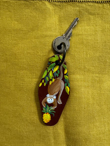  Monkey and his Pineapple Leather Key Chain