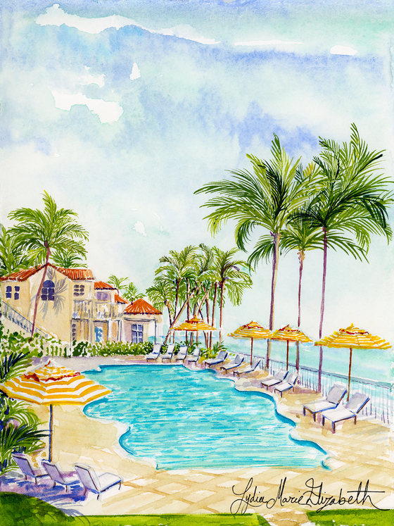 Print of "Beach Club at Mar-a-lago"