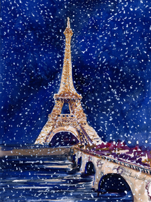  Print of "Snowy Eiffel Tower"