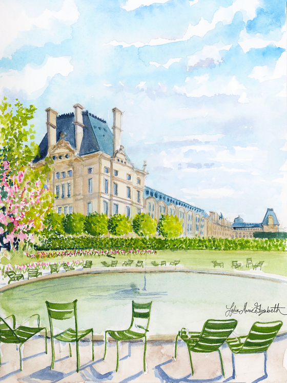 Print of “Louvre Gardens and Pond”